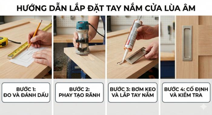 Hướng dẫn lắp đặt tay nắm cửa lùa đơn giản